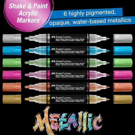 Faber-Castell® Black Edition Metallic Shake & Paint Acrylic Markers